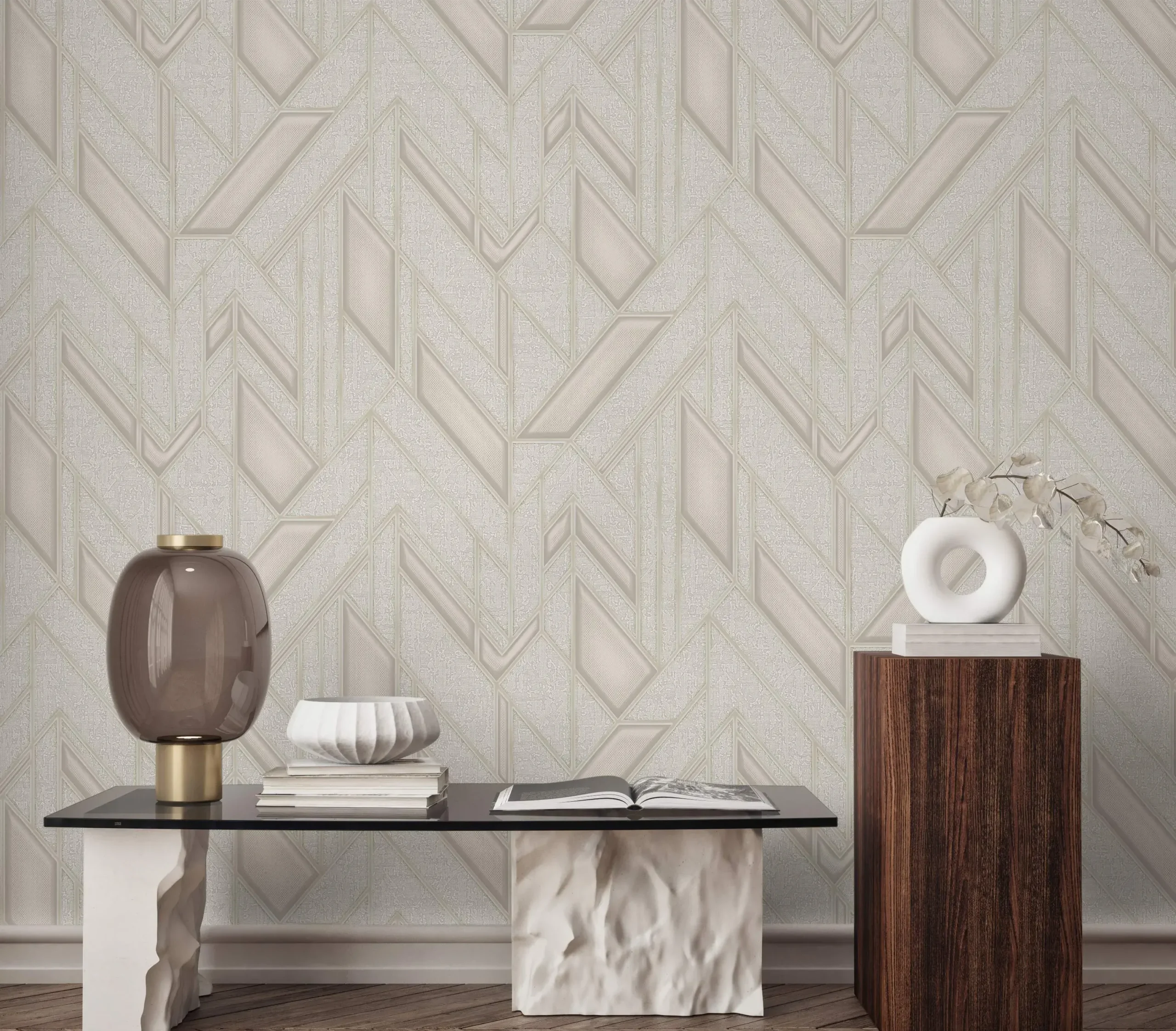 Beige Embossed Wallpaper – Understated Shimmer (24113-2)